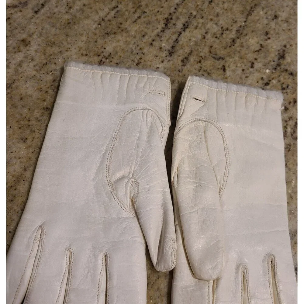 Vintage Size S Cream Soft Leather Knit Lined 8